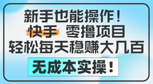 新手轻松上手：快手零投资赚米，每天稳定收入2-5元，完全无成本!-北漠网络