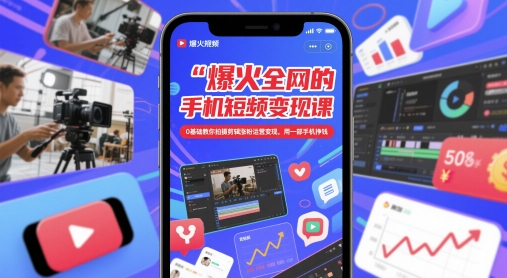 零基础手机短视频变现课程：教你拍摄、剪辑、涨粉和运营，轻松用手机赚钱！-北漠网络