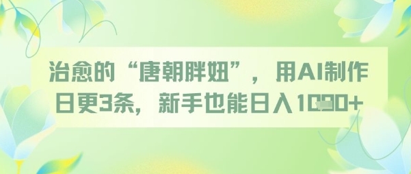 治愈系“唐朝胖妞”教程：用AI每日制作多张图片，零基础新手也能轻松日入-北漠网络