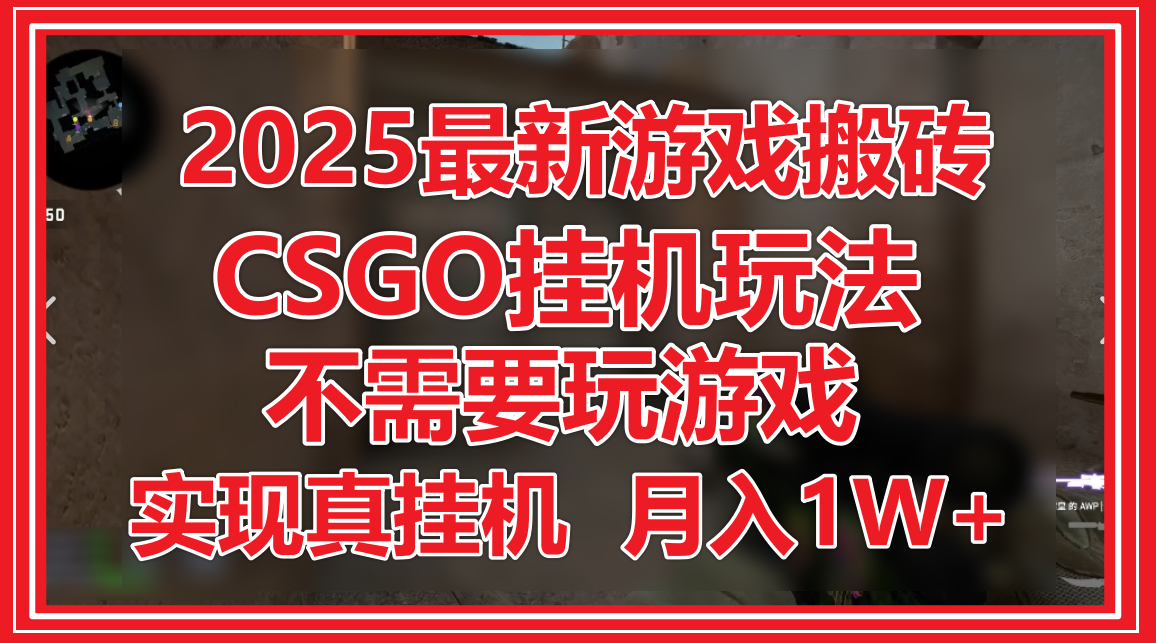 2025年游戏搬砖新模式：CSGO挂机不玩游戏，轻松实现月入1万以上-北漠网络