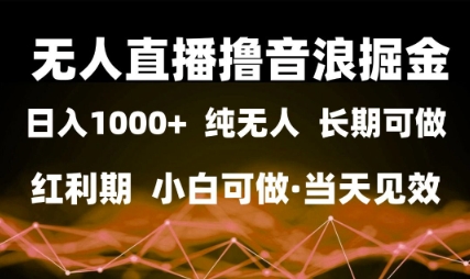 无人直播撸音浪赚钱攻略：日入过千的纯无人红利期，适合小白，效果当天见！-北漠网络