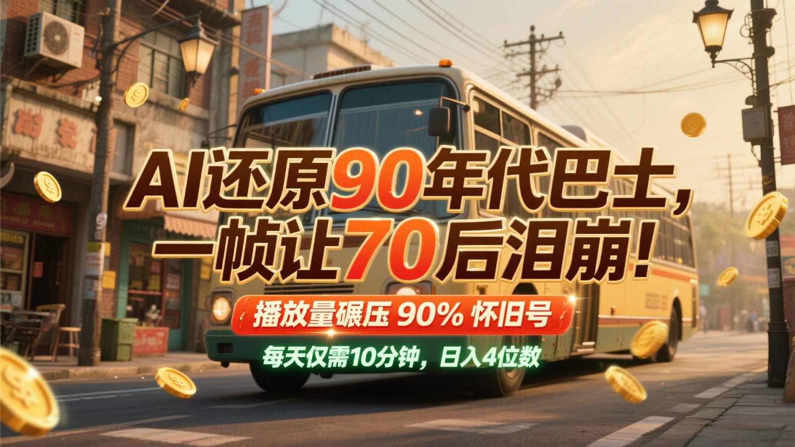 重温90年代巴士情怀，70后泪目！播放量超越90%怀旧频道，每日仅需10分钟，轻松赚取四位数收入-北漠网络