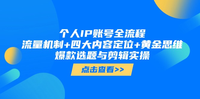 个人IP账号全流程详解：流量机制、四大内容定位、黄金思维与爆款选题剪辑实操指南-北漠网络