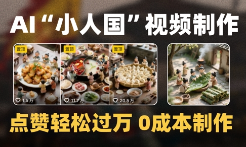 1000万+播放量微缩景观迷你小人国AI视频制作教程，无成本全流程解析-北漠网络