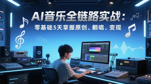 《AI音乐全链路实战课程：三天零基础掌握原创、翻唱与变现技巧》-北漠网络