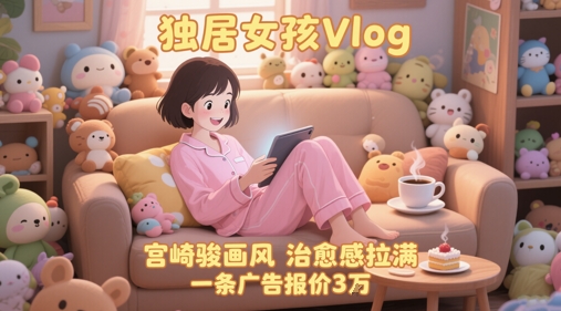 独居女孩Vlog用AI创作，宫崎骏风格吸粉71万，广告报价高达3万！-北漠网络