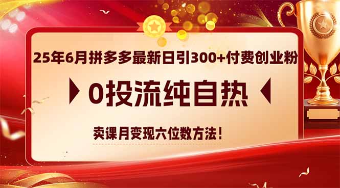 2023年6月拼多多最新日引300+付费创业粉，0投流自热卖课月入六位数的实用技巧-北漠网络