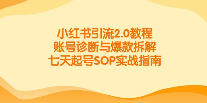 小红书引流2.0全攻略：账号诊断、爆款案例分析与七天起号实战SOP解析-北漠网络