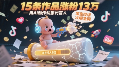 用AI打造幼崽代言人：宝宝控诉引发全网热议，15条作品带来13万粉丝，单号月入5位数的实操指南-北漠网络
